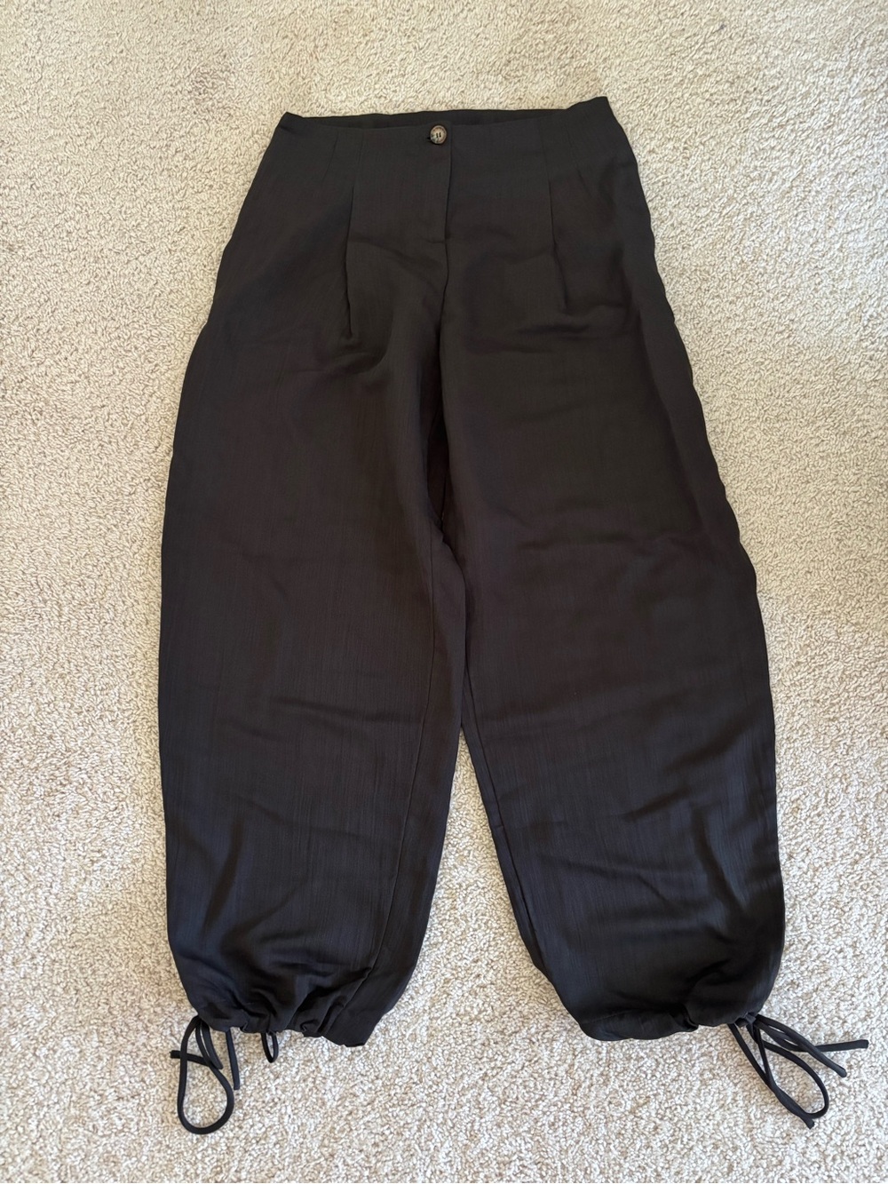 NWT H&M Black trouser balloon Drawstring Hem Pants 8